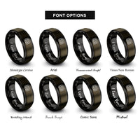 font options for inside engraving on gunmetal & black reef square knot rings