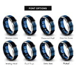 font options for inside engraving on blue & silver reefed sail rings
