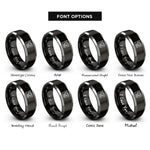 font options for inside engraving on black & silver reel recorder rings