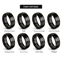 font options for inside engraving on black reel recorder rings