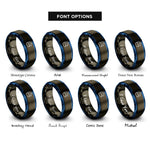 font options for inside engraving on gunmetal & blue refill reuse icon rings