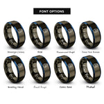 font options for inside engraving on gunmetal & blue refill reuse icon rings