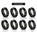font options for inside engraving on black & gray reflex hammer rings