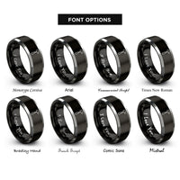 font options for inside engraving on black & gray reflex hammer rings