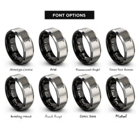 font options for inside engraving on black & grey reflex hammer rings