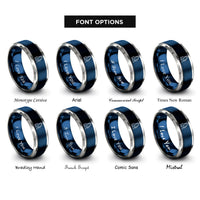 font options for inside engraving on blue & grey reflux setup rings