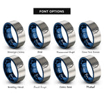 font options for inside engraving on blue & grey reflux setup rings