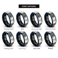 font options for inside engraving on black & blue & silver reformer rings