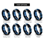 font options for inside engraving on blue & grey regatta pennant rope rings