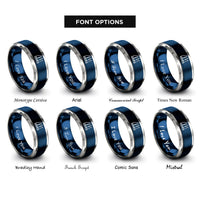 font options for inside engraving on blue & grey regatta sails rings