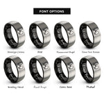 font options for inside engraving on black & grey regulator setup rings