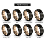 font options for inside engraving on black & rose gold reindeer antlers dog rings