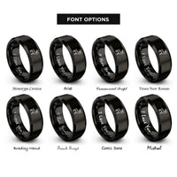 font options for inside engraving on black reindeer rings