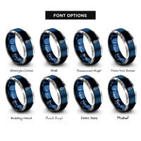 font options for inside engraving on blue & grey relativistic rocket rings