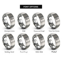 font options for inside engraving on grey relativistic rocket rings