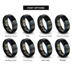 font options for inside engraving on gunmetal & blue relativistic rocket rings