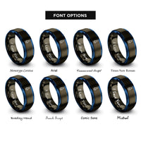 font options for inside engraving on gunmetal & blue relativistic rocket rings