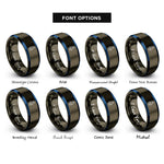 font options for inside engraving on gunmetal & blue relativistic rocket rings