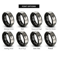 font options for inside engraving on black & silver release angler rings