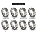 font options for inside engraving on silver release icon rings