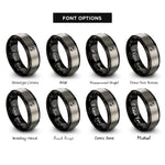 font options for inside engraving on black & gray remembrance poppy rings