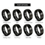 font options for inside engraving on black remembrance poppy rings