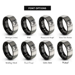 font options for inside engraving on black & silver rendang curry rings