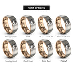 font options for inside engraving on rose gold & gray rendang curry rings