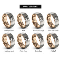 font options for inside engraving on rose gold & gray rendang curry rings