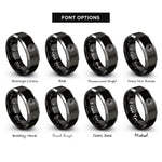 font options for inside engraving on black & silver repeat sign rings