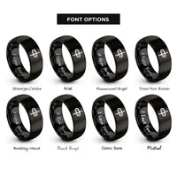 font options for inside engraving on black repeat sign rings