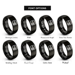 font options for inside engraving on black repeat sign rings