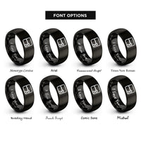font options for inside engraving on black repeat sign rings