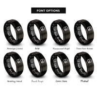font options for inside engraving on black repeat sign rings