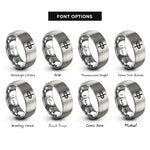 font options for inside engraving on gray repeat sign rings