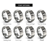 font options for inside engraving on gray repeat sign rings