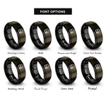 font options for inside engraving on gunmetal & black repeat sign rings