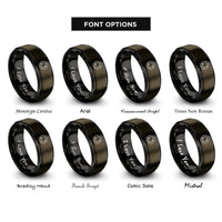 font options for inside engraving on gunmetal & black repeat sign rings