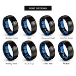 font options for inside engraving on black & blue repeating ghosts rings