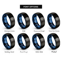 font options for inside engraving on black & blue repeating ghosts rings