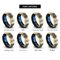 font options for inside engraving on gold & blue & grey repeating ghosts rings