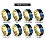 font options for inside engraving on gold & blue repeating ghosts rings