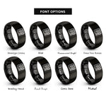 font options for inside engraving on black reporter notepad pen rings