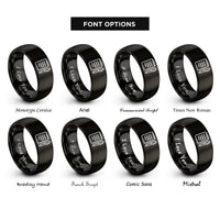 font options for inside engraving on black reporter notepad pen rings
