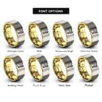 font options for inside engraving on gold & silver reporter notepad pen rings