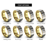 font options for inside engraving on gold & silver reporter notepad pen rings