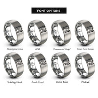 font options for inside engraving on gray reporter notepad pen rings