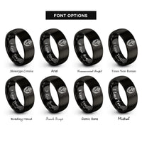 font options for inside engraving on black rescue anchor emblem rings