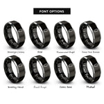 font options for inside engraving on black & grey rescue carabiner rings