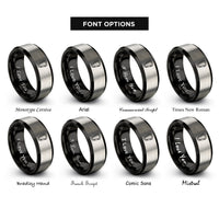font options for inside engraving on black & silver rescue carabiner rings
